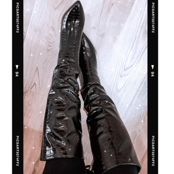 Nordstrom Knee high alligator print heels - Picture 2 of 6